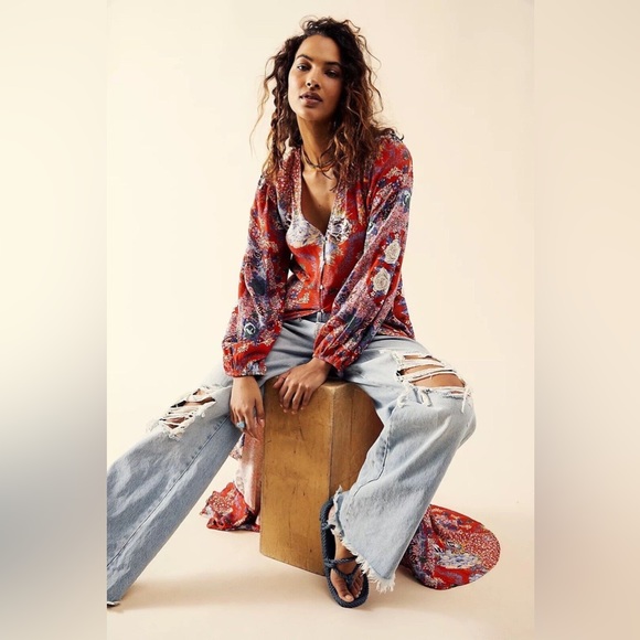 𝓯𝓹 Free People ~ Marais Printed Midi Dress in Ivry - Picture 4 of 8